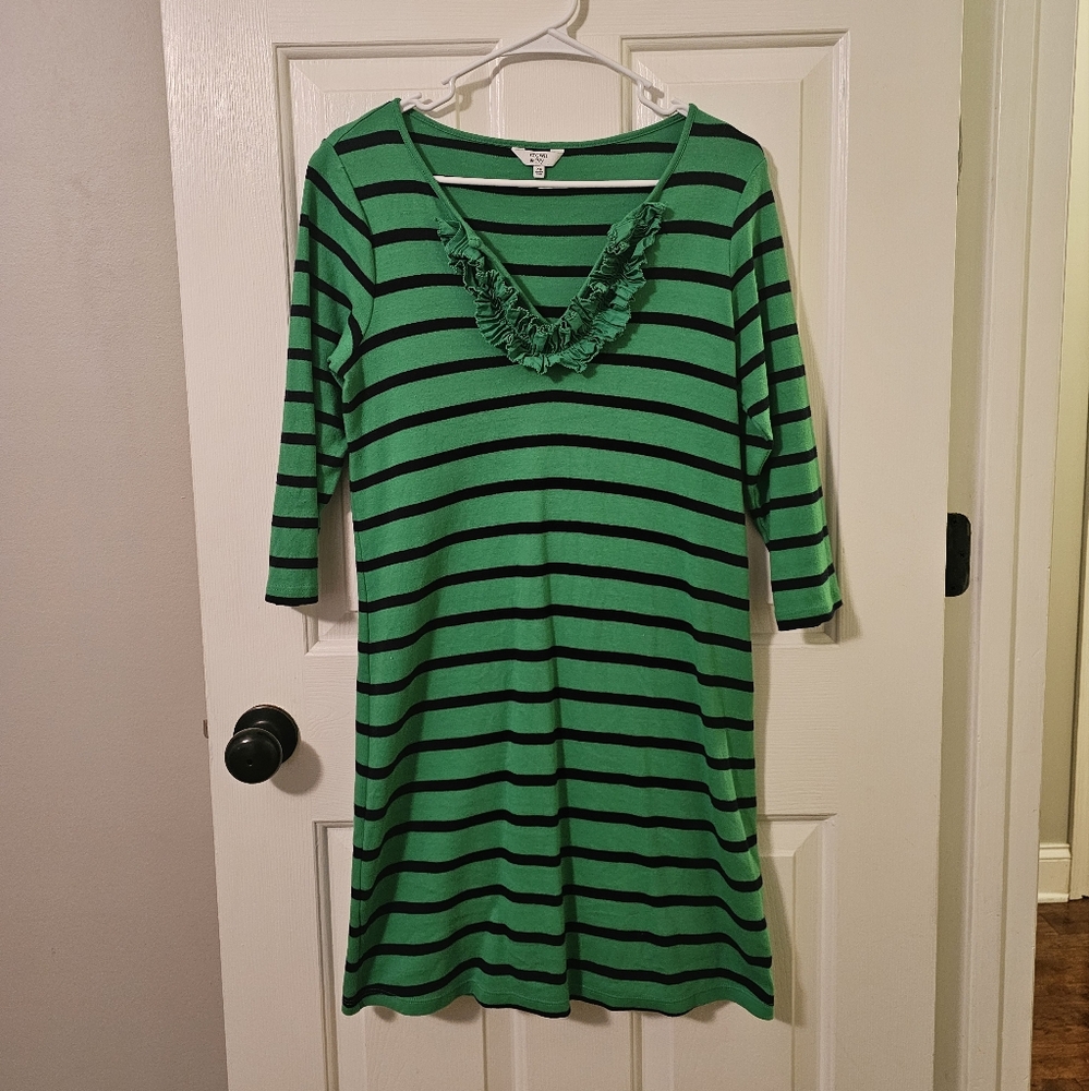 Green and navy striped dress